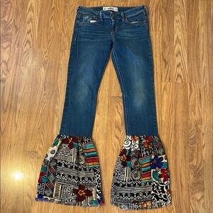 Hollister Blue Flare Jeans with Multicolor Pattern